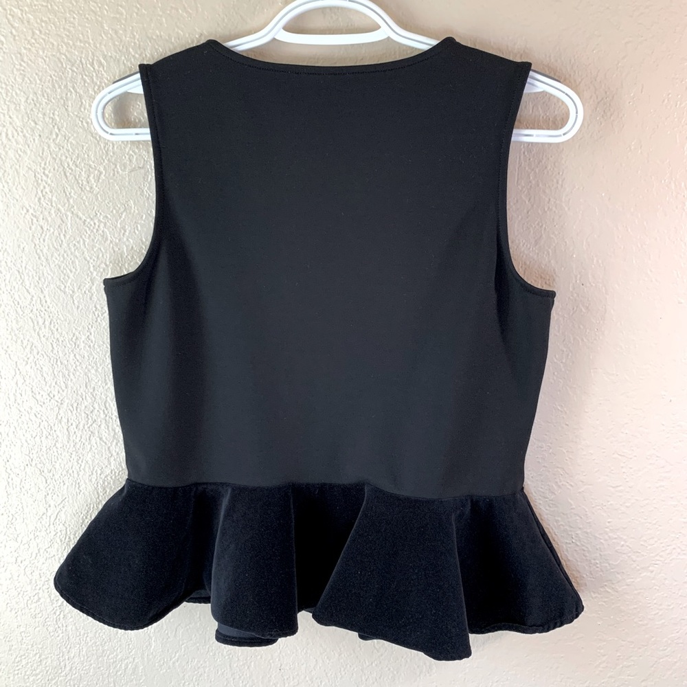 J. Crew Black Velvet Peplum Sleeveless Top Size S - Picture 4 of 6